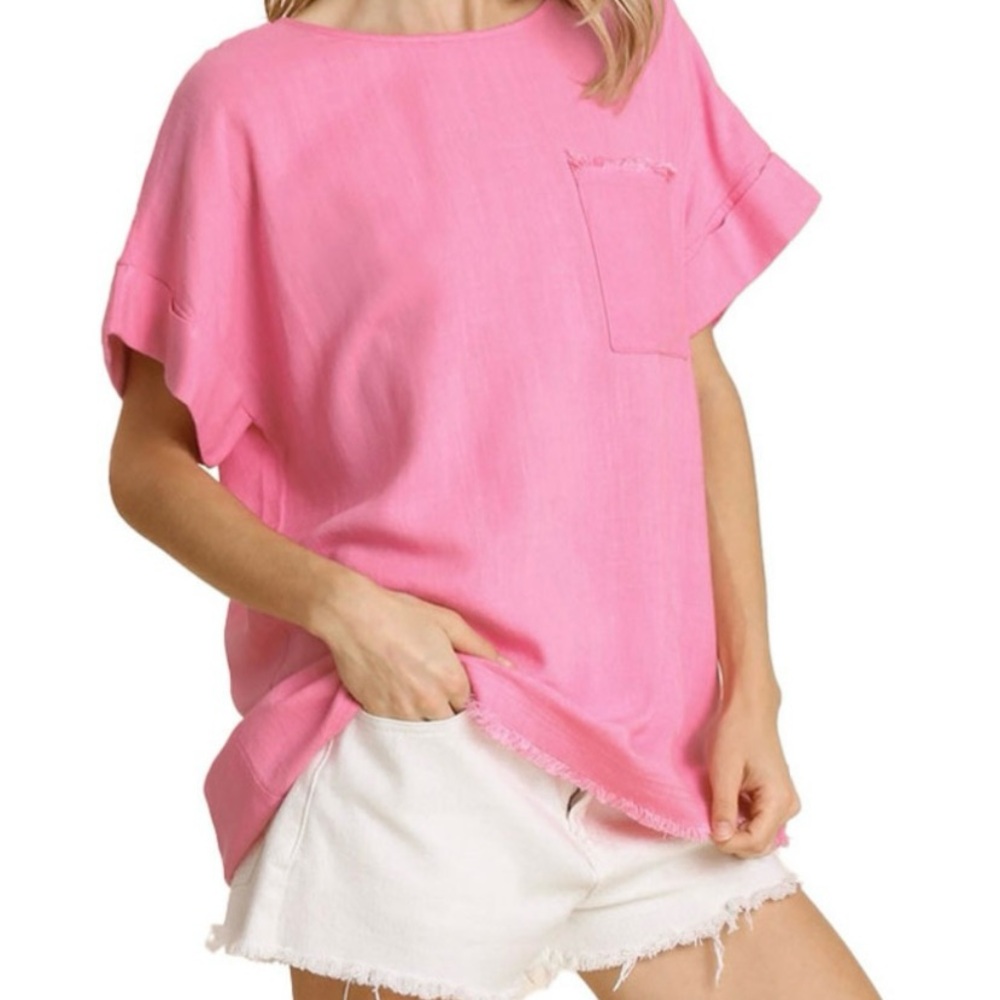 Umgee Pink Linen Blouse